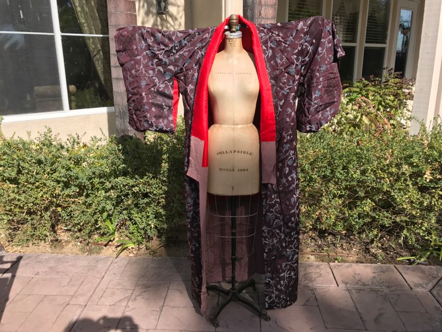 Vintage Japanese Kimono Robe And Belt With Note That It Had To Be Hidden During WWII