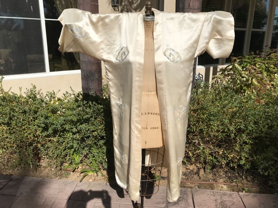 Vintage Japanese Kimono Silk Robe With Embroidered Dragon Serpent On Back [Photo 9]