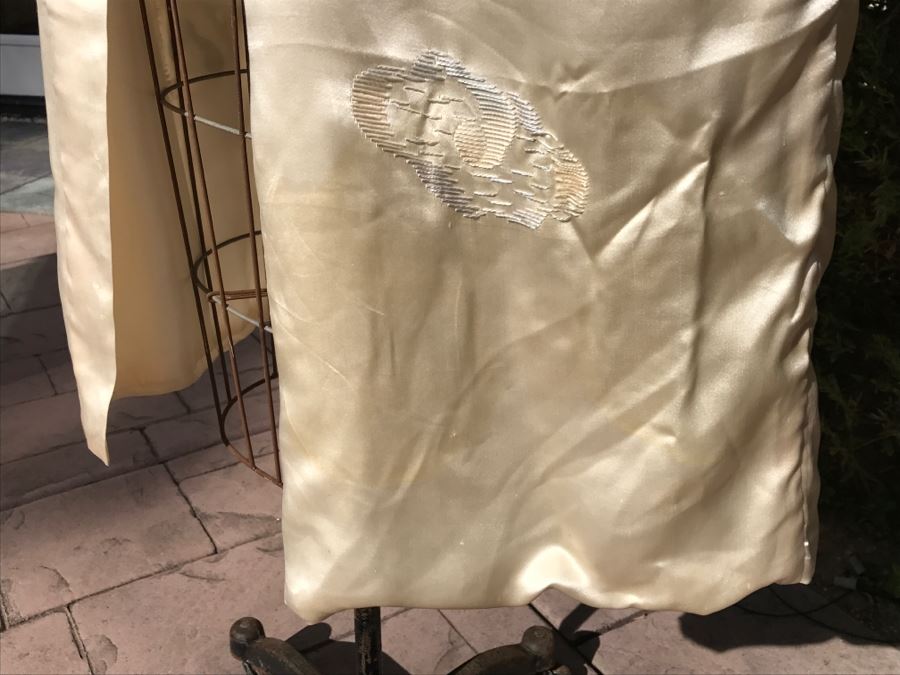 Vintage Japanese Kimono Silk Robe With Embroidered Dragon Serpent On Back [Photo 15]