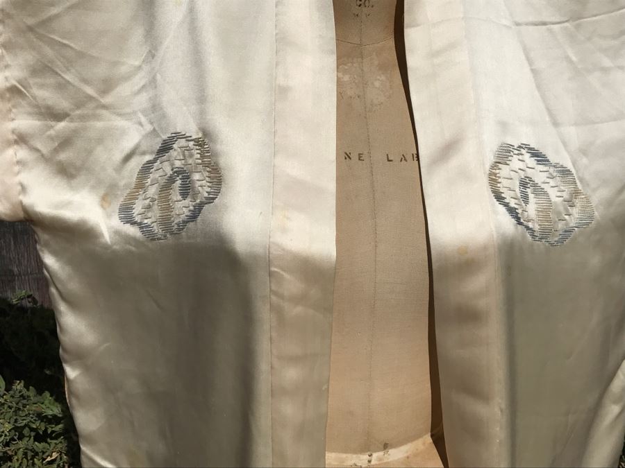 Vintage Japanese Kimono Silk Robe With Embroidered Dragon Serpent On Back [Photo 10]
