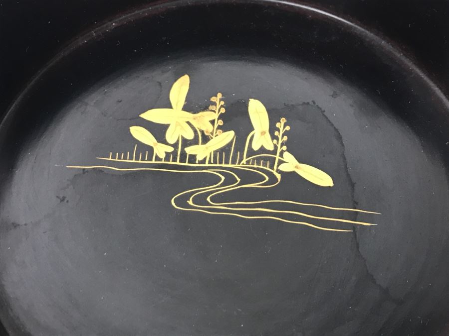 Collection Of Black And Gold Lacquerware Floral Motif [Photo 8]