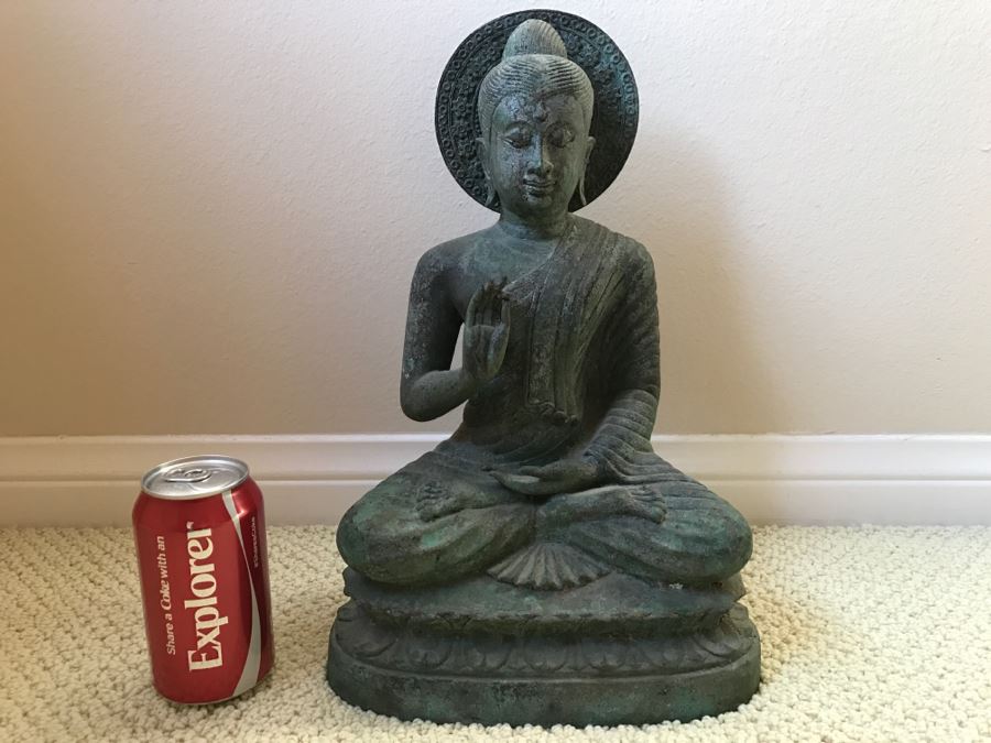 Metal Meditating Buddha Statue