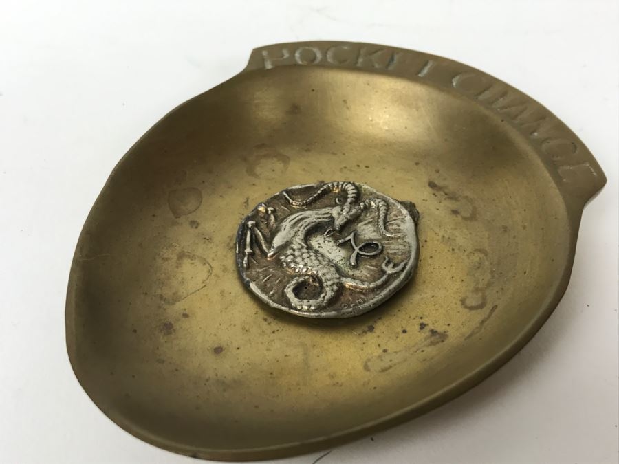 Vintage Brass Pocket Change Holder And Capricorn Pendant [Photo 2]
