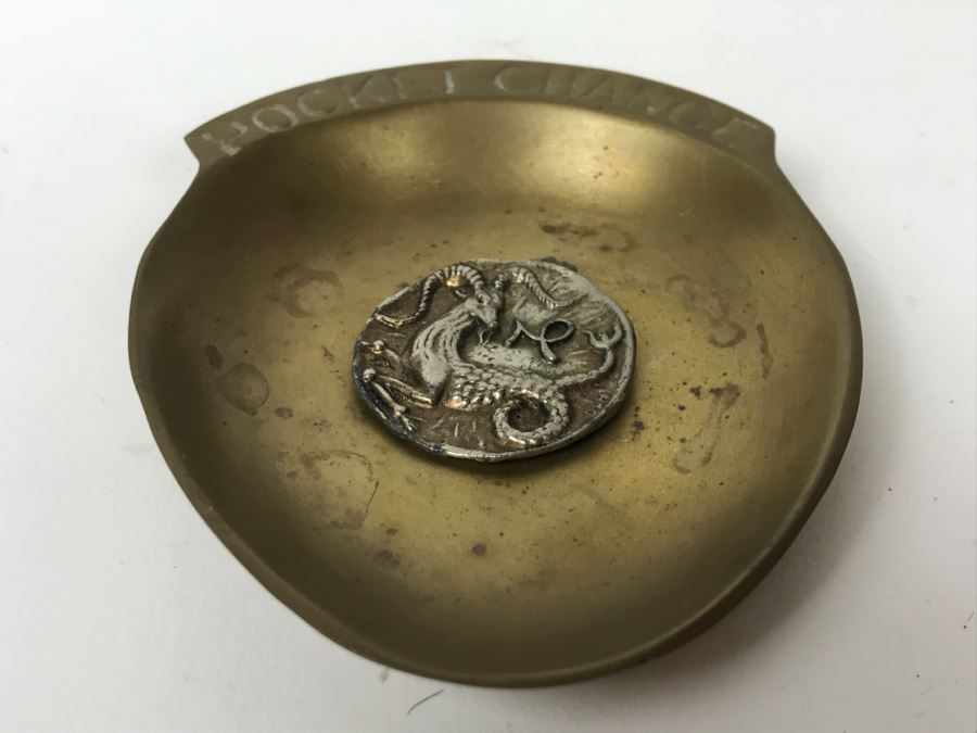 Vintage Brass Pocket Change Holder And Capricorn Pendant [Photo 3]