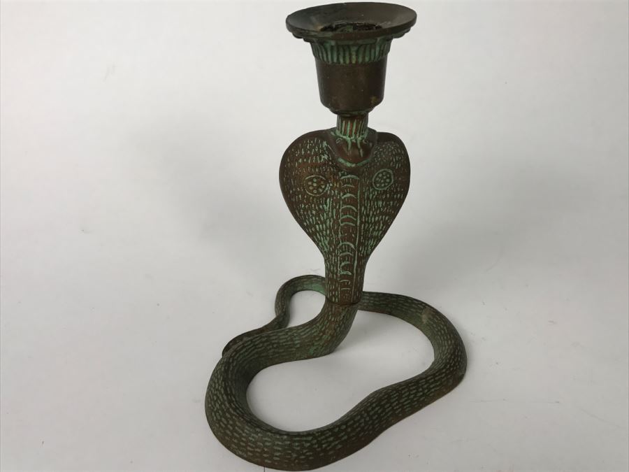 Vintage Brass Cobra Snake Candle Holder [Photo 3]