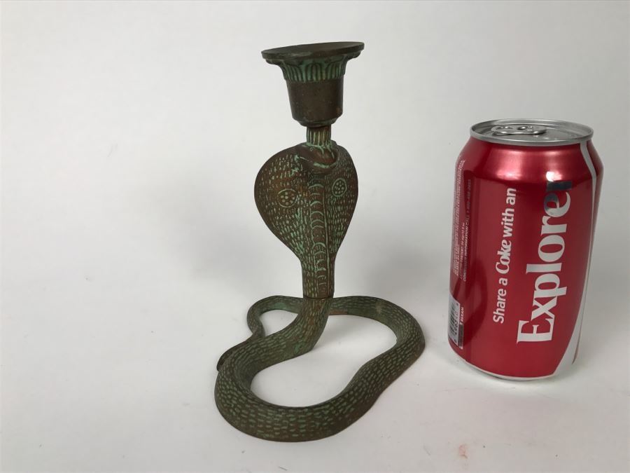 Vintage Brass Cobra Snake Candle Holder