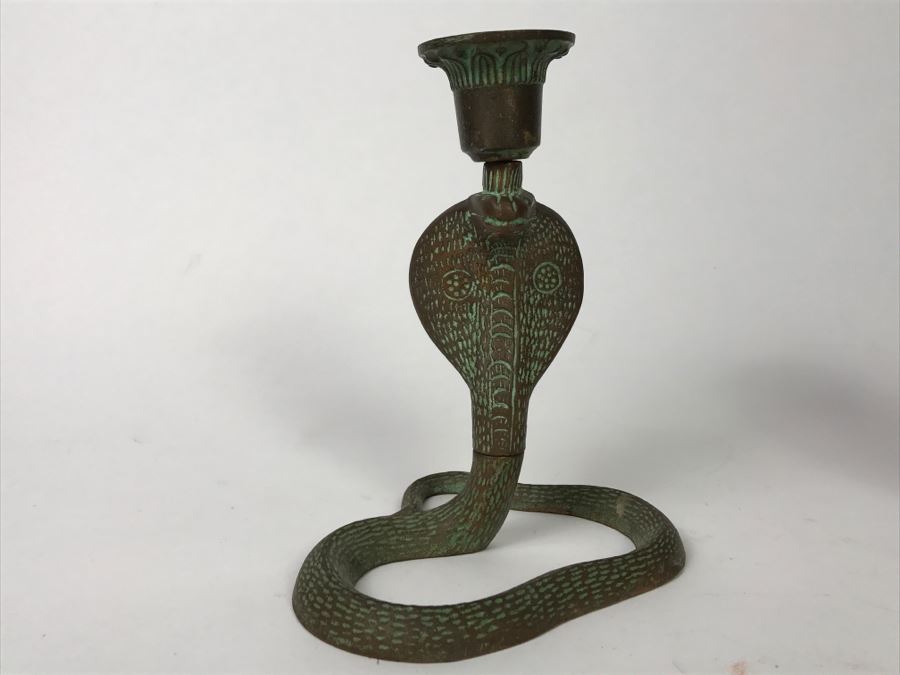 Vintage Brass Cobra Snake Candle Holder [Photo 2]