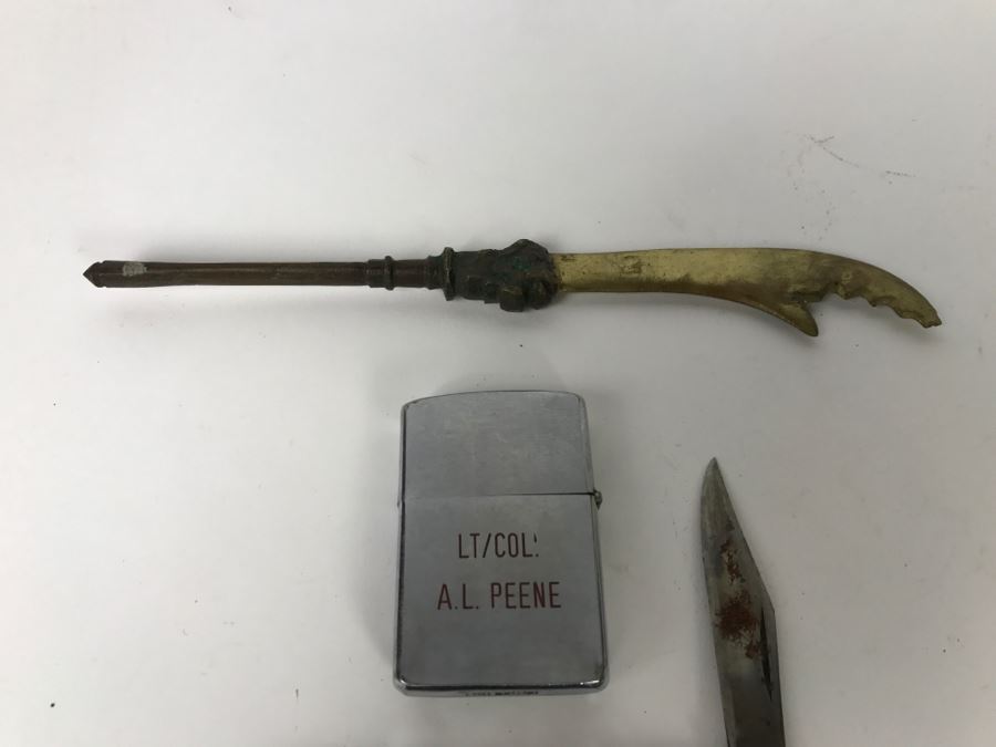 Vintage Zippo Lighter, CASE XX Pocket Knife And Brass Bottle Opener [Photo 9]