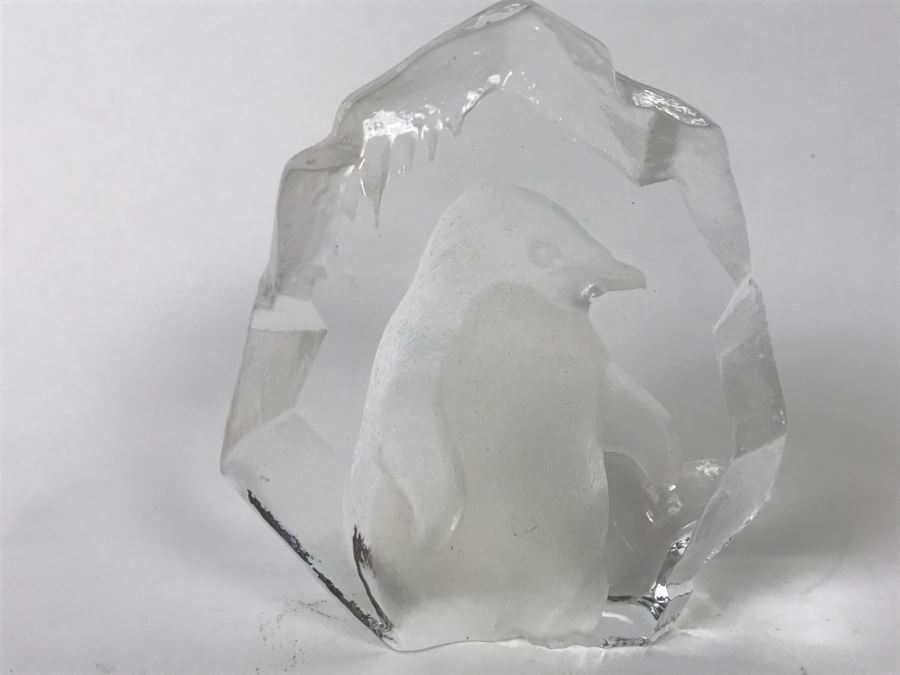 Mats Jonasson Swedish Art Crystal Penguin Figurine Sculpture Paper Weight Signed [Photo 7]