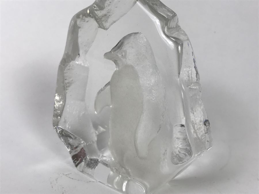 Mats Jonasson Swedish Art Crystal Penguin Figurine Sculpture Paper Weight Signed [Photo 6]