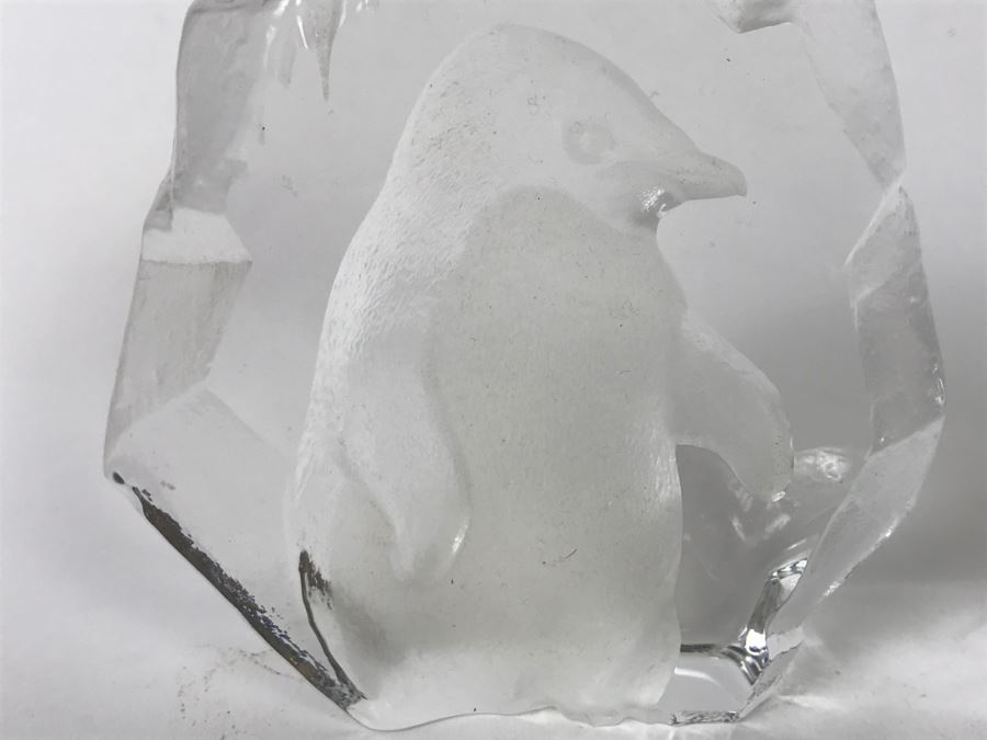Mats Jonasson Swedish Art Crystal Penguin Figurine Sculpture Paper Weight Signed [Photo 8]