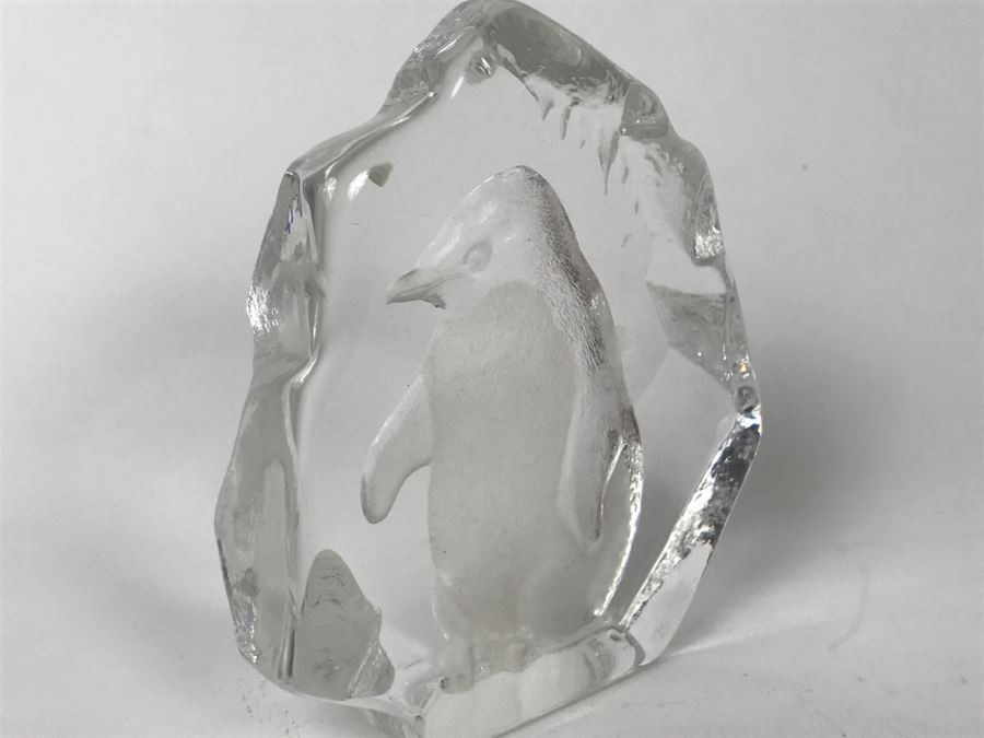Mats Jonasson Swedish Art Crystal Penguin Figurine Sculpture Paper Weight Signed [Photo 5]