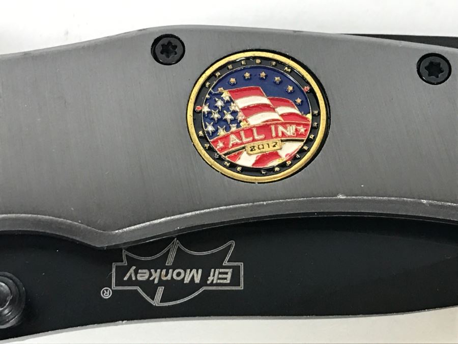 NRA Elf Monkey Folding Lockback Pocket Knife All In 2012 Wayne Lapierre Emblem [Photo 3]