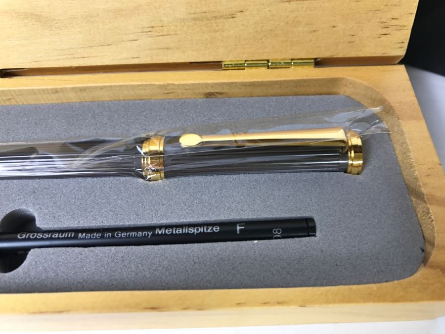 Dani Gun Metal Rollerball Pen New In Original Wood Box [Photo 9]