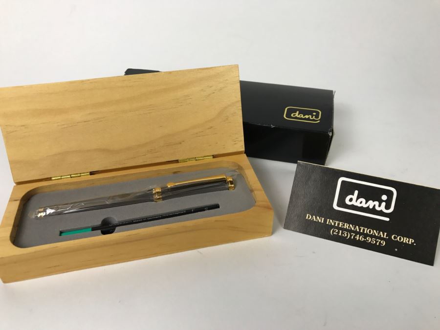 Dani Gun Metal Rollerball Pen New In Original Wood Box