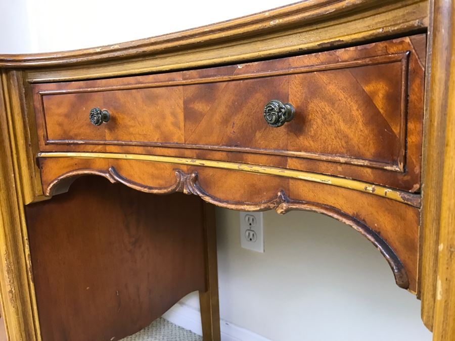 Stunning French Provincial Keyhole Desk With Vintage Chair 50'W X 19'D X 29.5'H [Photo 8]