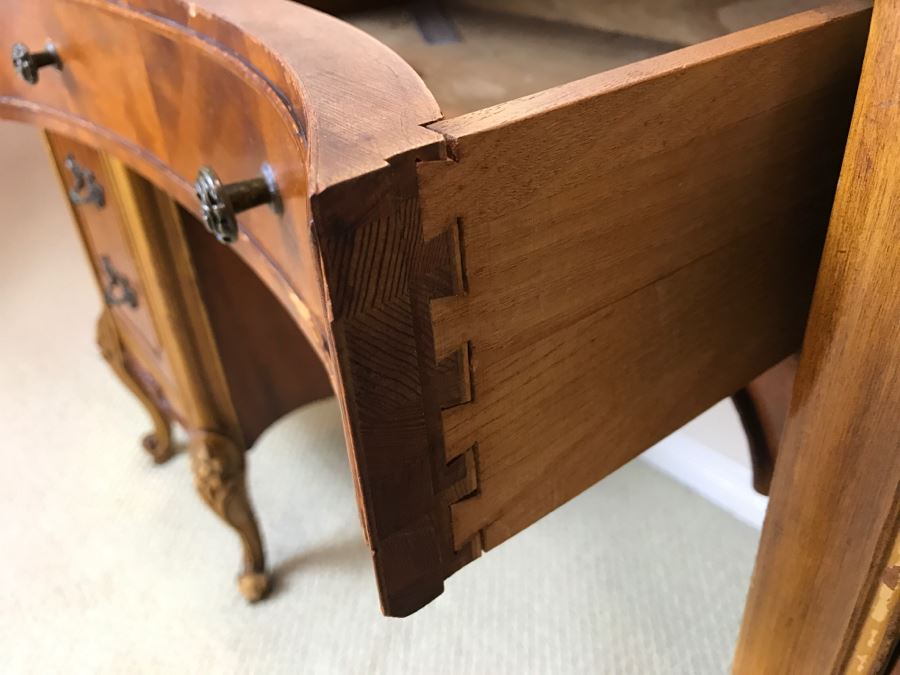 Stunning French Provincial Keyhole Desk With Vintage Chair 50'W X 19'D X 29.5'H [Photo 11]