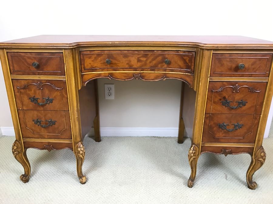 Stunning French Provincial Keyhole Desk With Vintage Chair 50'W X 19'D X 29.5'H [Photo 4]