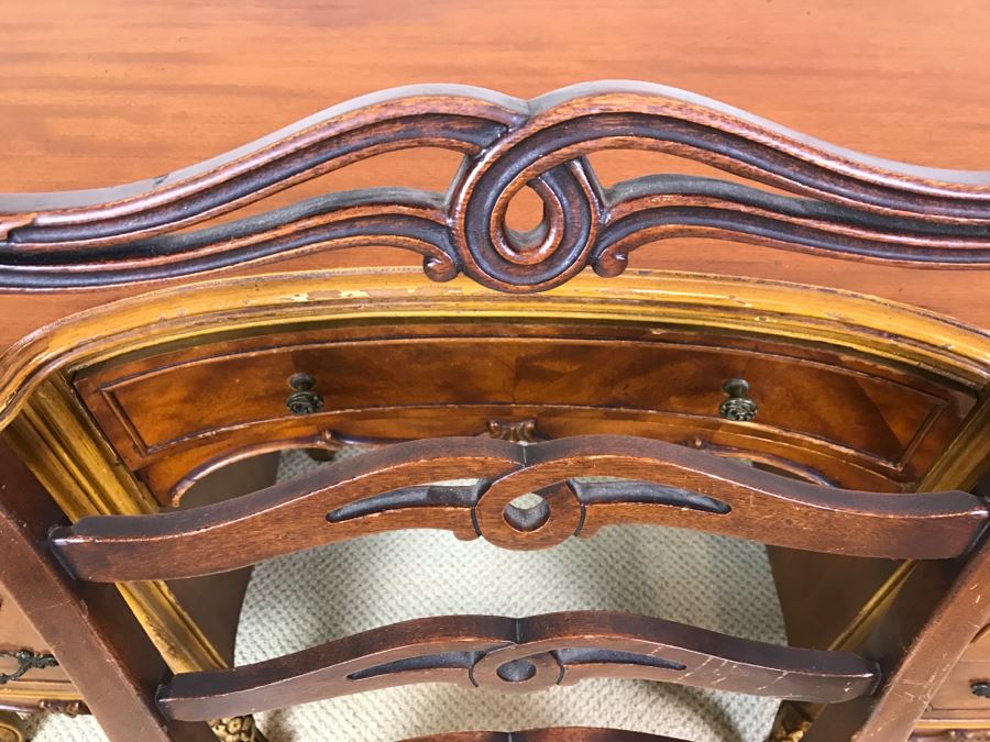 Stunning French Provincial Keyhole Desk With Vintage Chair 50'W X 19'D X 29.5'H [Photo 15]