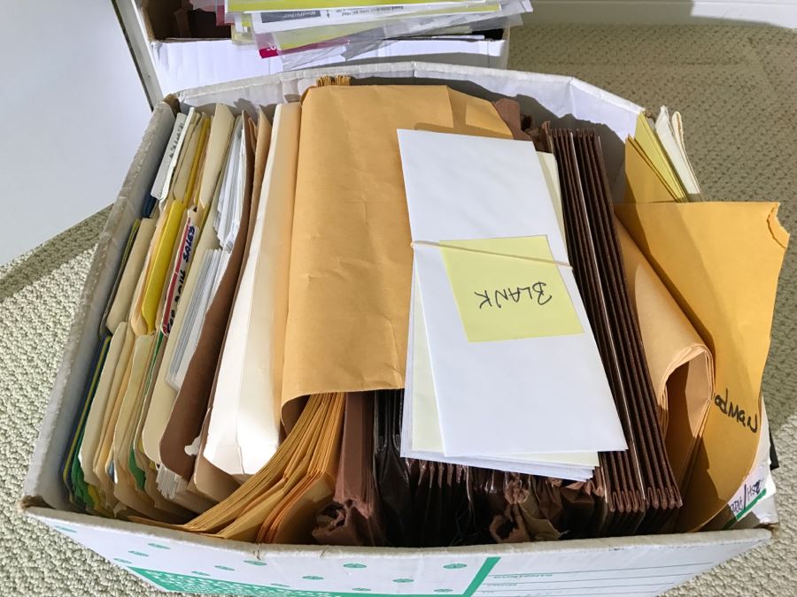 White Bookshelf Cabinet With All Office Supplies And Items Photographed On And Near Shelf Including Floor Lamp - Tons Of Paper, Folders, Containers - See All Photos [Photo 21]