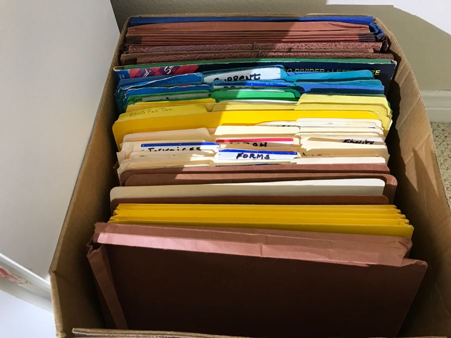 White Bookshelf Cabinet With All Office Supplies And Items Photographed On And Near Shelf Including Floor Lamp - Tons Of Paper, Folders, Containers - See All Photos [Photo 19]