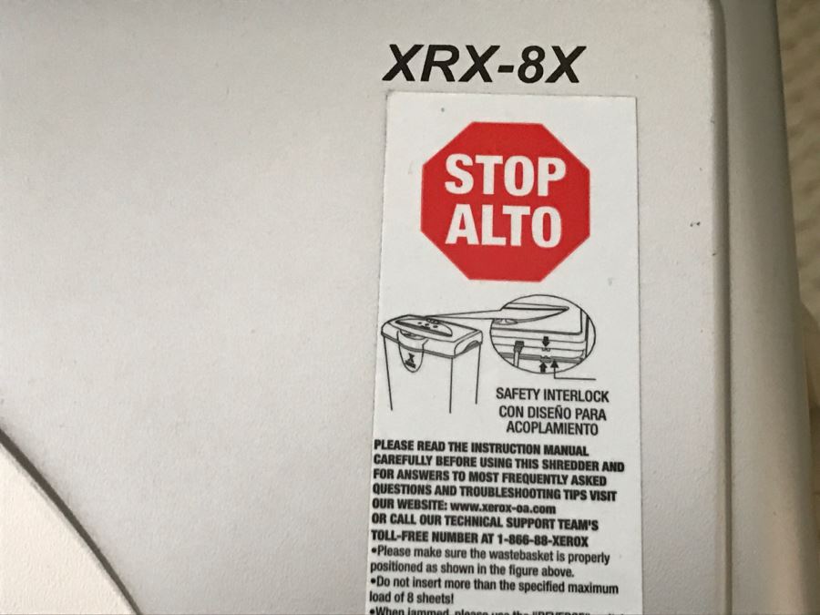 XEROX Paper Shredder Model XRX-8X [Photo 5]