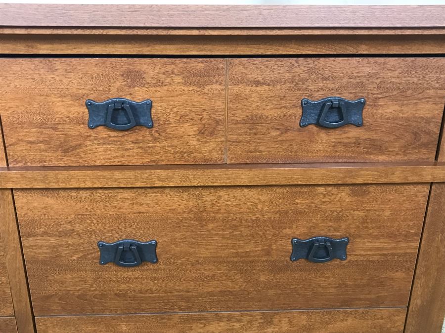 Faux Wood Mission Style Chest Of Drawers 6-Drawer Dresser By Sauder 59'W X 19.5'D X 34'H [Photo 3]