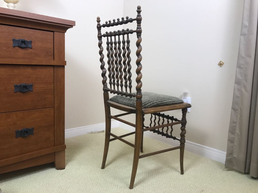 Vintage Barley Twist Chair - One Of The Back Supports Has Been Repaired [Photo 8]