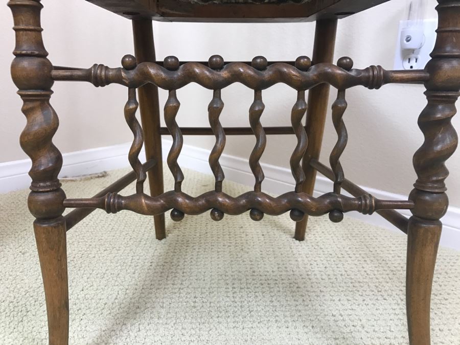 Vintage Barley Twist Chair - One Of The Back Supports Has Been Repaired [Photo 3]