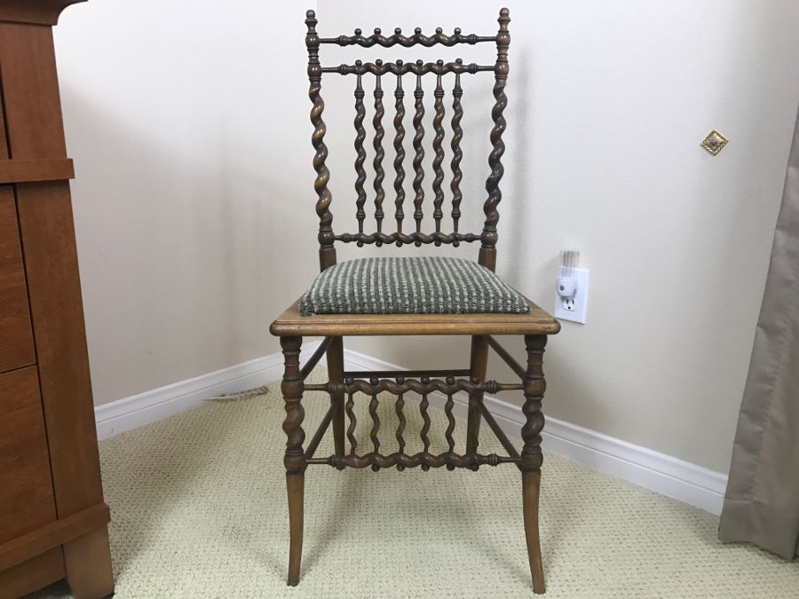 Vintage Barley Twist Chair - One Of The Back Supports Has Been Repaired [Photo 13]