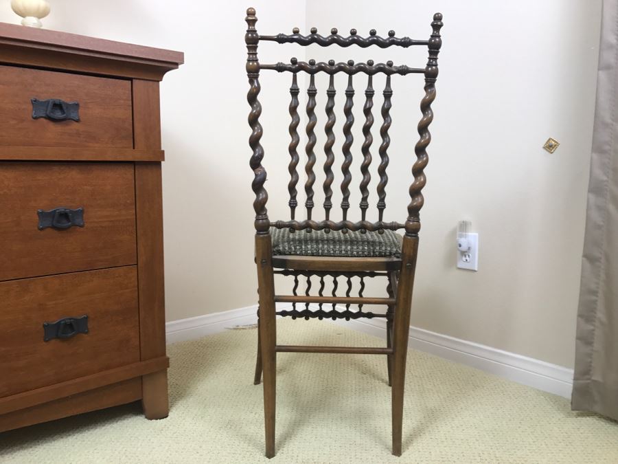 Vintage Barley Twist Chair - One Of The Back Supports Has Been Repaired [Photo 9]