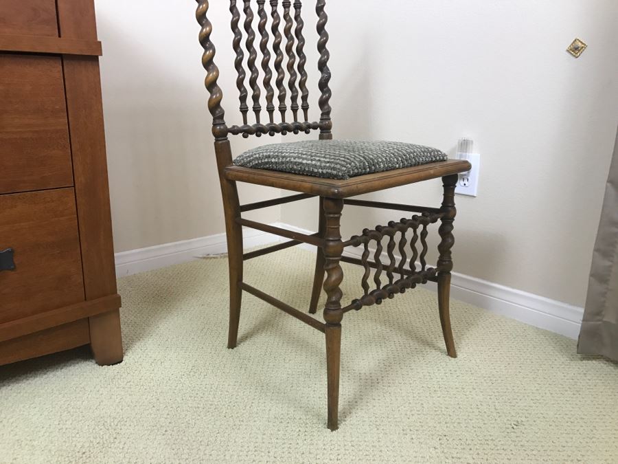 Vintage Barley Twist Chair - One Of The Back Supports Has Been Repaired [Photo 7]