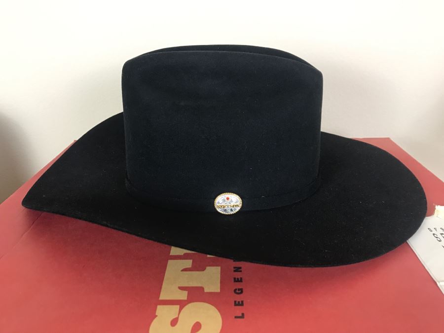 Men's Black STETSON Hat Like New With Box Medallion 4 Inch Brim 07 7 3/8 [Photo 5]
