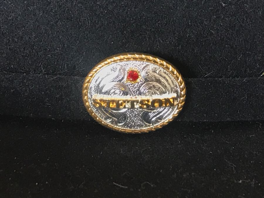 Men's Black STETSON Hat Like New With Box Medallion 4 Inch Brim 07 7 3/8 [Photo 7]