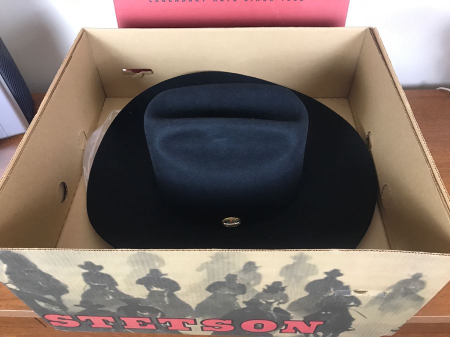 Men's Black STETSON Hat Like New With Box Medallion 4 Inch Brim 07 7 3/8 [Photo 3]