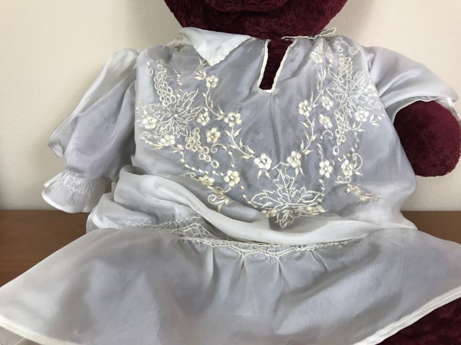 Teddy Bear By Golden Bear Co With Vintage Lace Embroidered Dress [Photo 3]