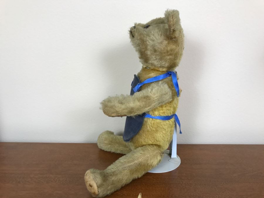 Antique 100+ Year Old Jointed Teddy Bear - See Photos For Condition Issues Like Missing One Eye [Photo 11]