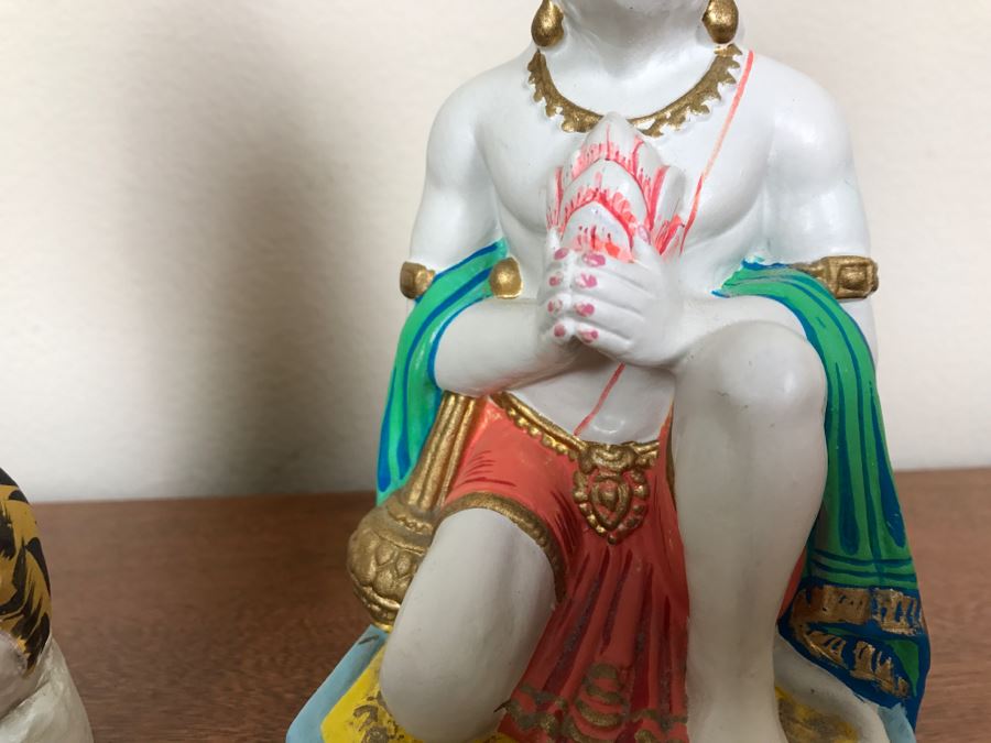 Pair Of Hand Painted India Sculptures Hand Molded And Fired In India From Ganges River Clay For Jai Bhagavan Ltd [Photo 8]