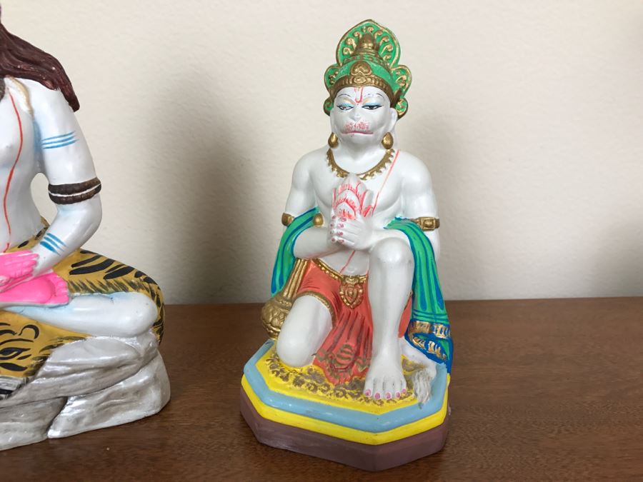 Pair Of Hand Painted India Sculptures Hand Molded And Fired In India From Ganges River Clay For Jai Bhagavan Ltd [Photo 6]