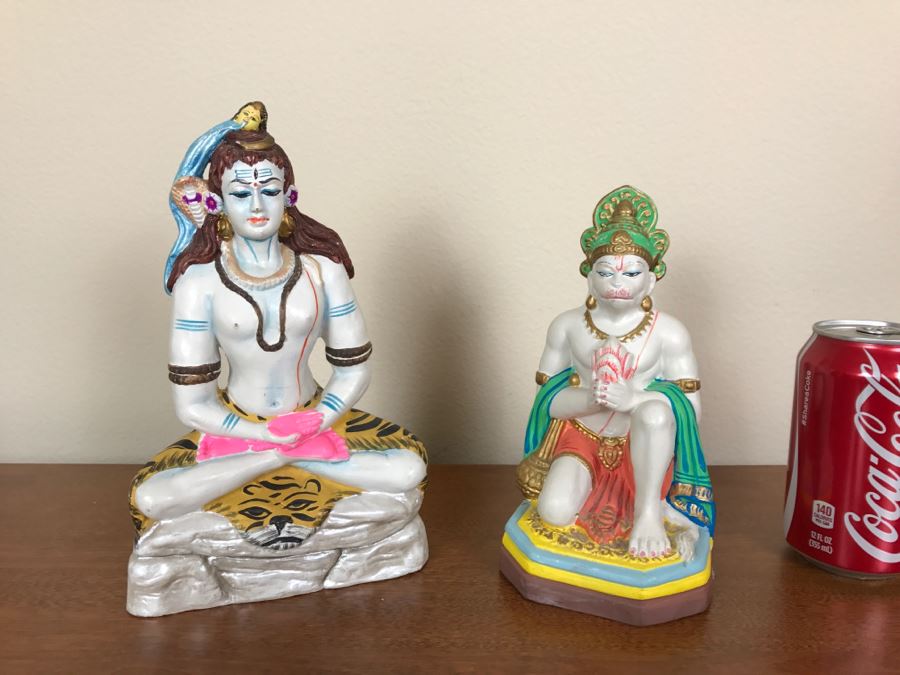 Pair Of Hand Painted India Sculptures Hand Molded And Fired In India From Ganges River Clay For Jai Bhagavan Ltd [Photo 1]