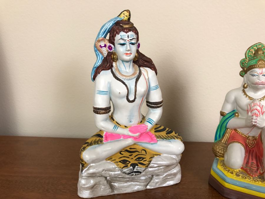 Pair Of Hand Painted India Sculptures Hand Molded And Fired In India From Ganges River Clay For Jai Bhagavan Ltd [Photo 3]