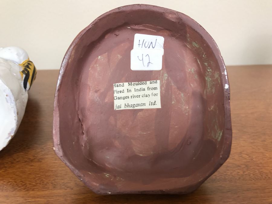 Pair Of Hand Painted India Sculptures Hand Molded And Fired In India From Ganges River Clay For Jai Bhagavan Ltd [Photo 15]