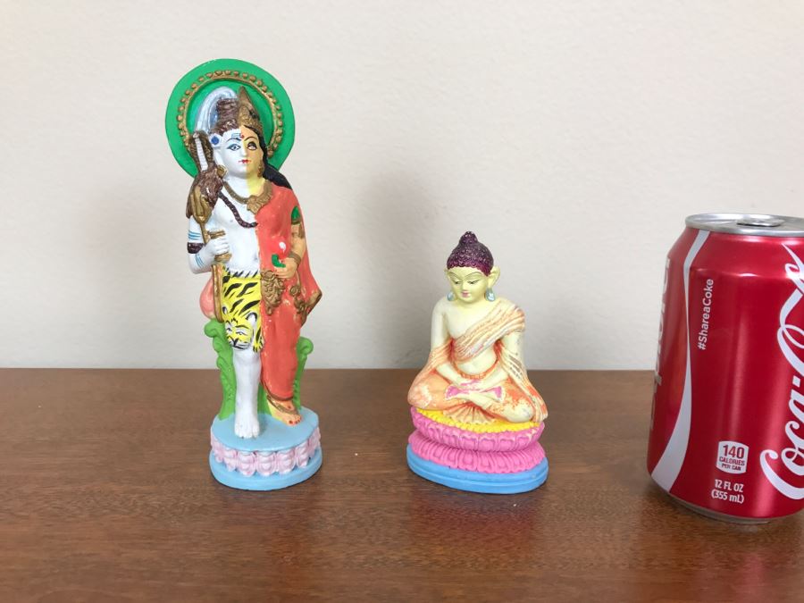 Pair Of Hand Painted India Sculptures Hand Molded And Fired In India From Ganges River Clay For Jai Bhagavan Ltd [Photo 1]