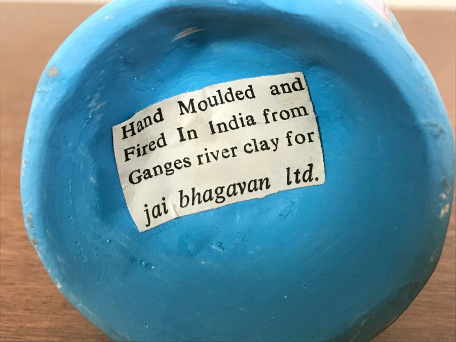 Pair Of Hand Painted India Sculptures Hand Molded And Fired In India From Ganges River Clay For Jai Bhagavan Ltd [Photo 9]