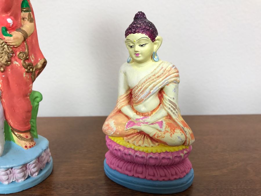 Pair Of Hand Painted India Sculptures Hand Molded And Fired In India From Ganges River Clay For Jai Bhagavan Ltd [Photo 6]