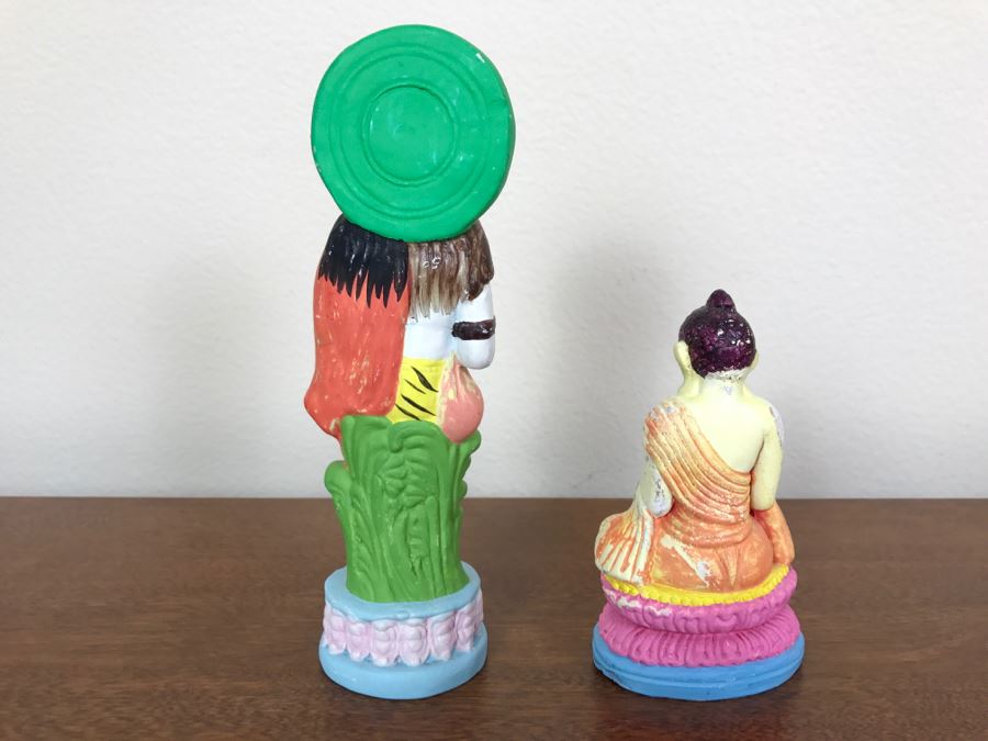 Pair Of Hand Painted India Sculptures Hand Molded And Fired In India From Ganges River Clay For Jai Bhagavan Ltd [Photo 7]