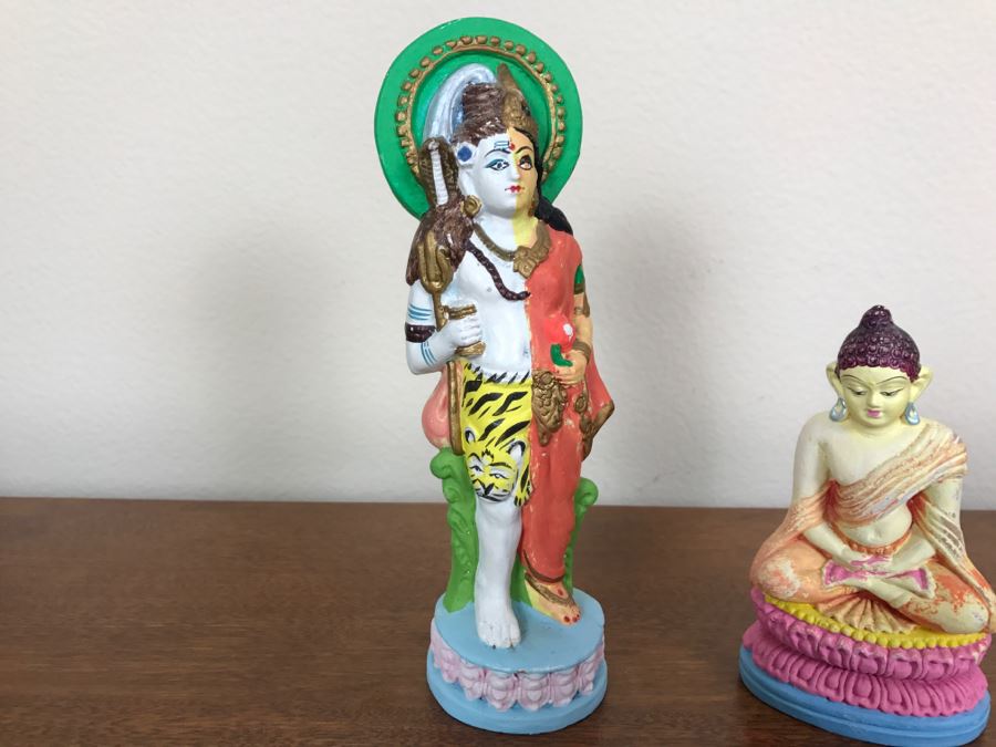 Pair Of Hand Painted India Sculptures Hand Molded And Fired In India From Ganges River Clay For Jai Bhagavan Ltd [Photo 3]