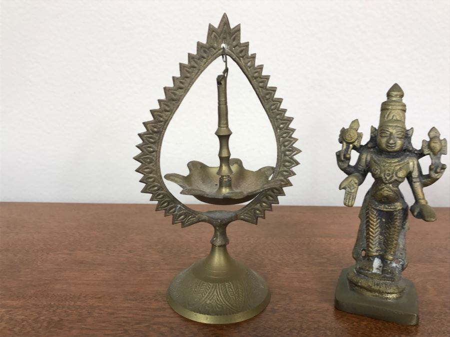 Pair Of Brass Items Brass Sculpture From India [Photo 6]