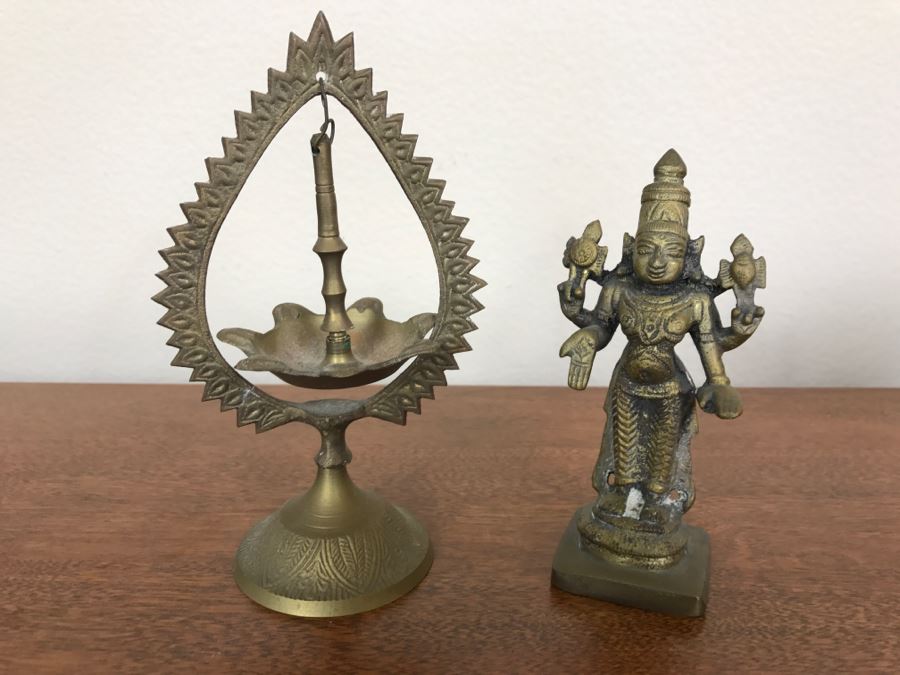 Pair Of Brass Items Brass Sculpture From India [Photo 1]