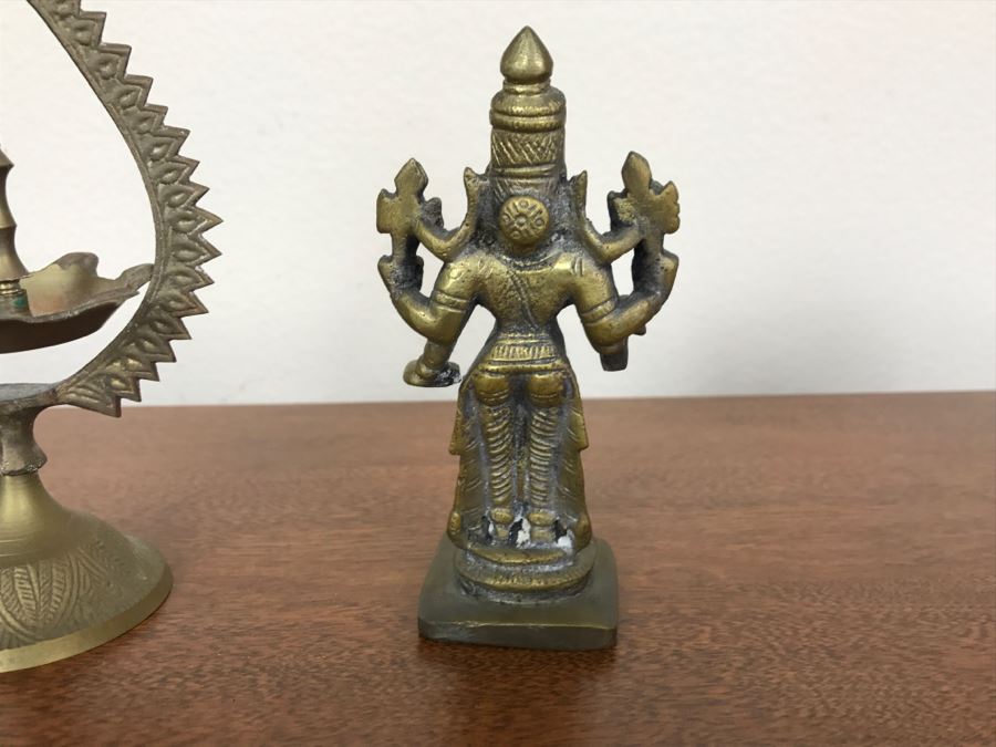 Pair Of Brass Items Brass Sculpture From India [Photo 7]